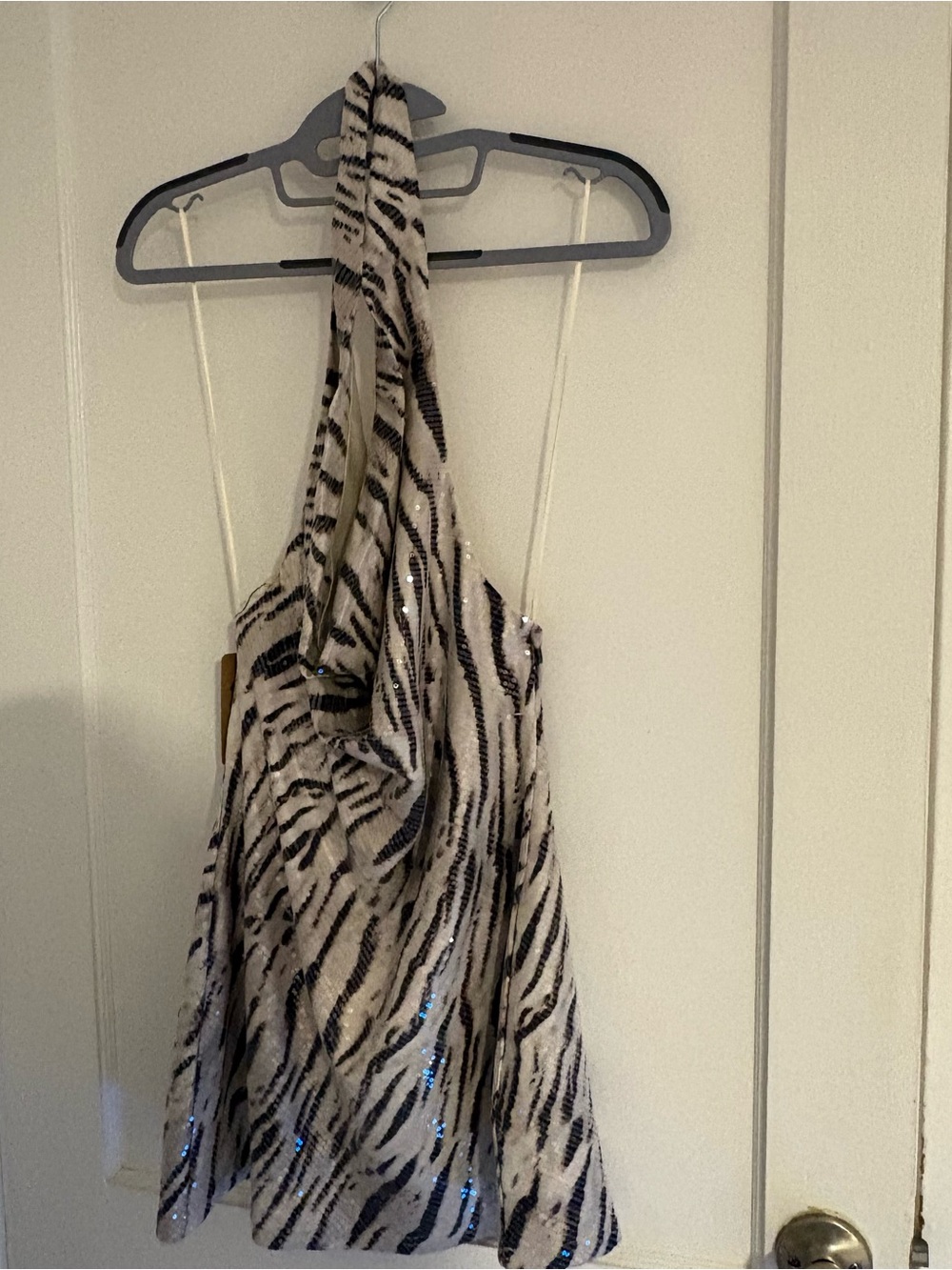 Third Charm Zebra Halter Style Mini Dress